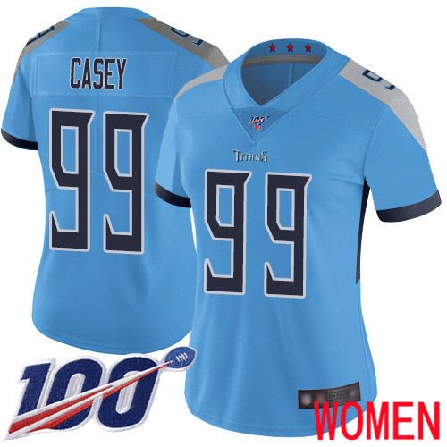 Tennessee Titans Limited Light Blue Women Jurrell Casey Alternate Jersey NFL Football #99 100th Season Vapor Untouchable